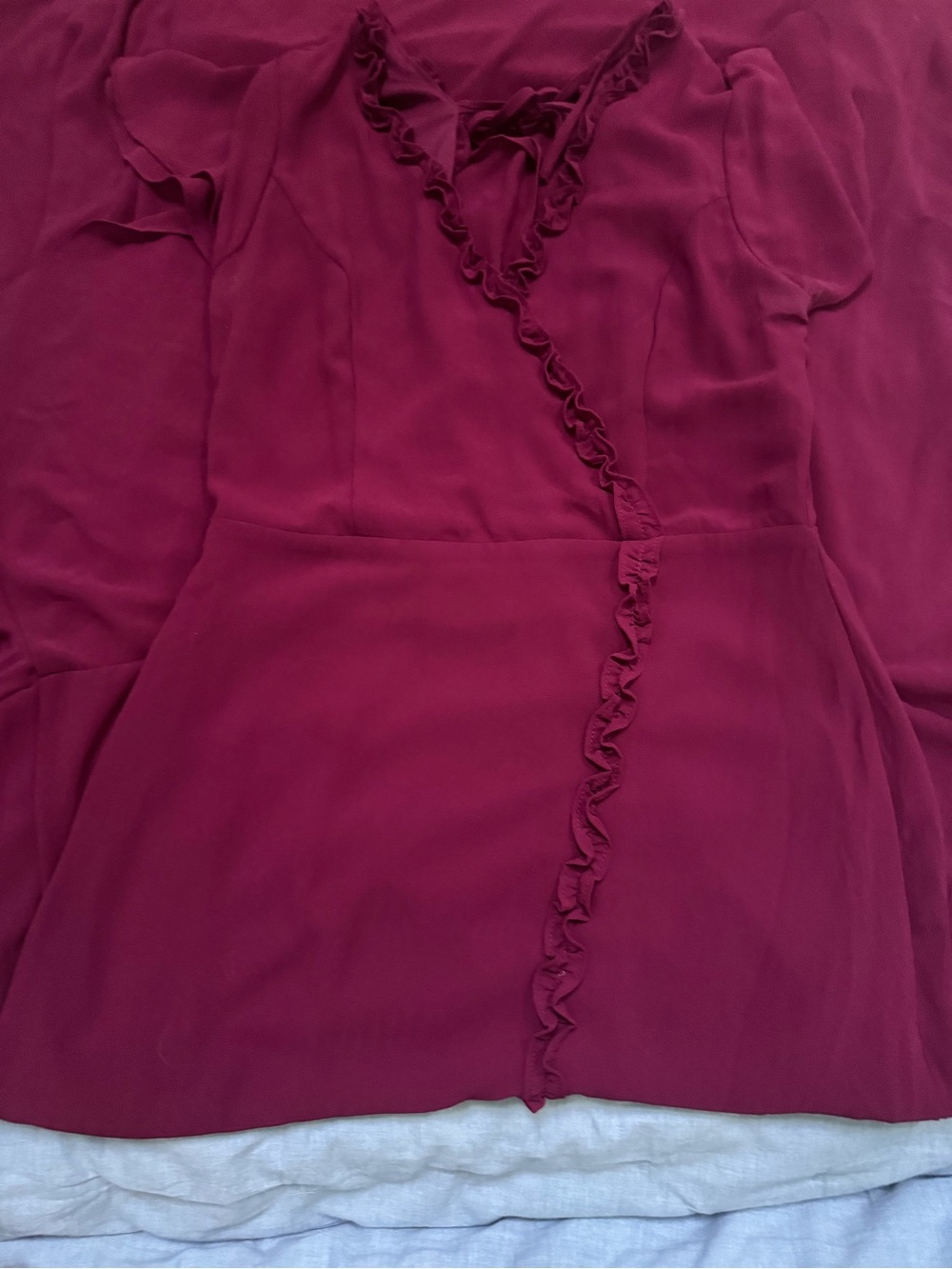Lulu's Pour the Champagne Burgundy Ruffled Backless Maxi Dress Size Small - Picture 6 of 8